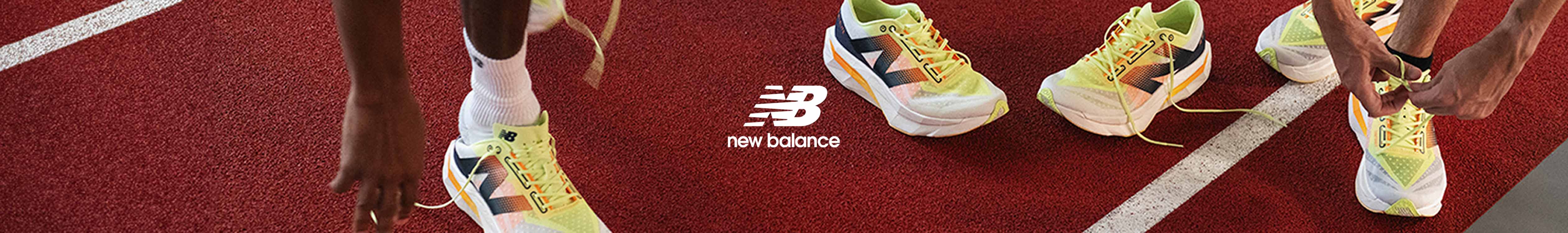 New balance logo with running trainers