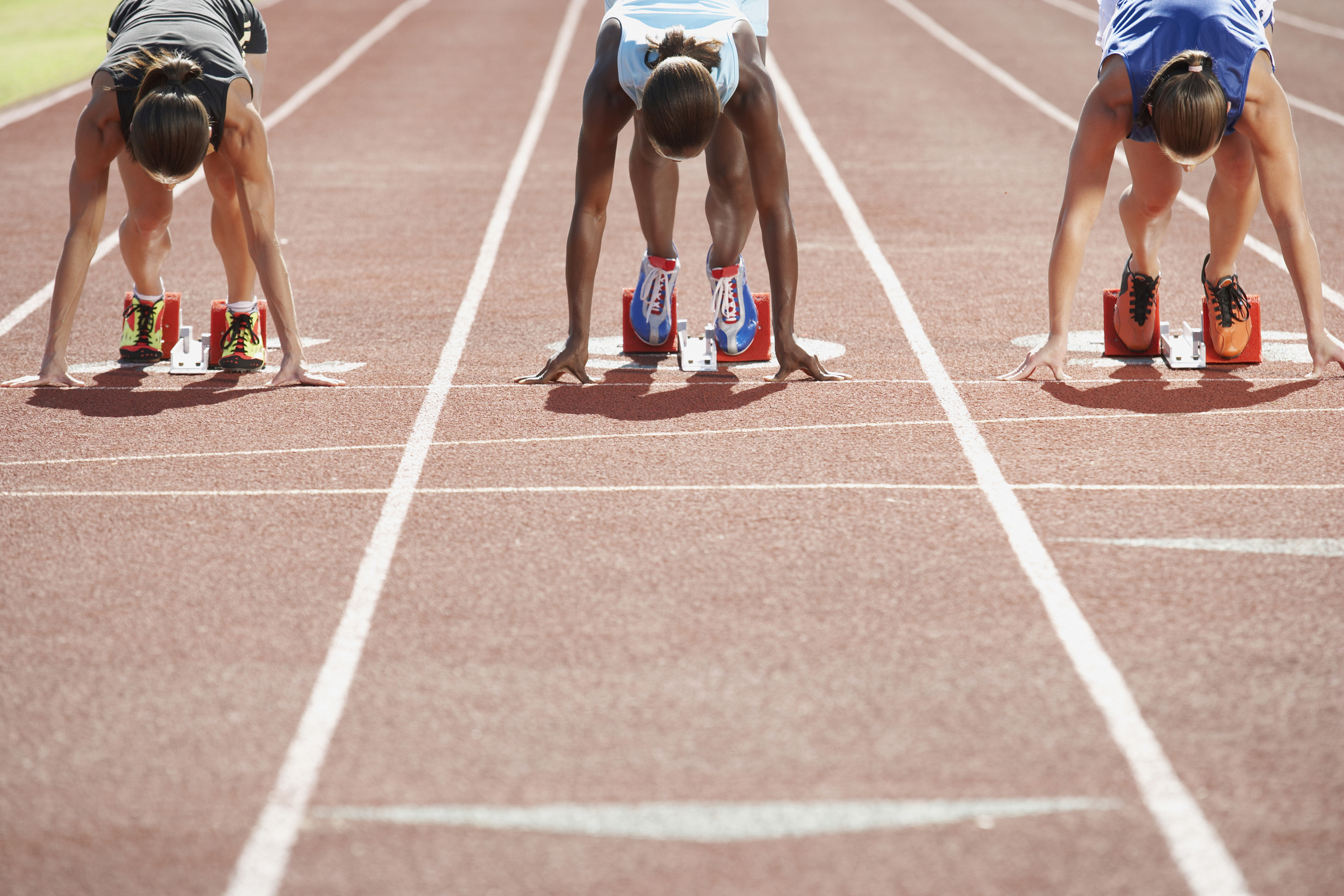 Runners in starting blocks