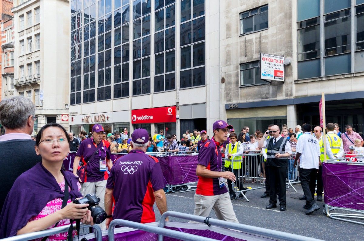 Stewards preparing for the Olympic Marathon at the 2012 Olympics