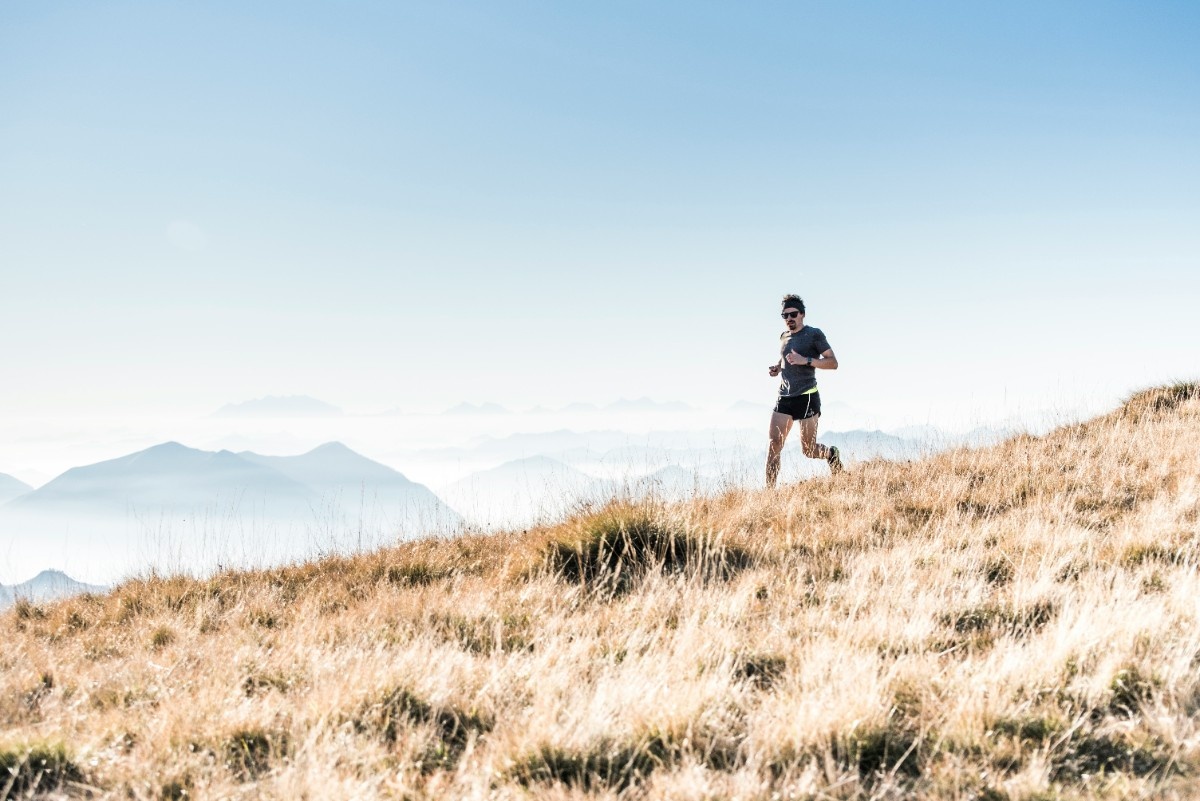 Trail running through the mountains