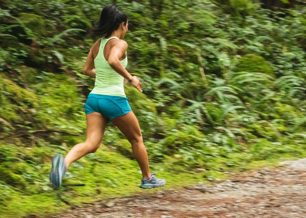 A person on a trail run 