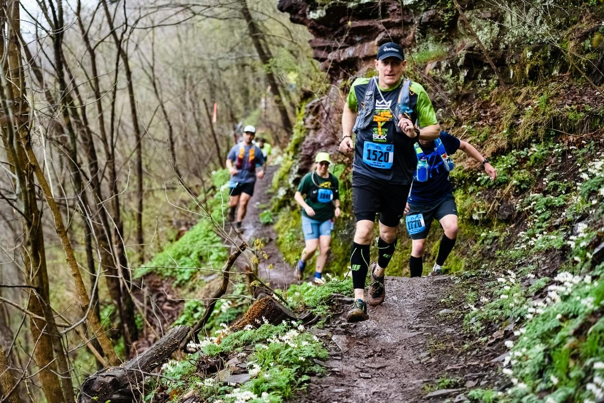 A group of people trail running