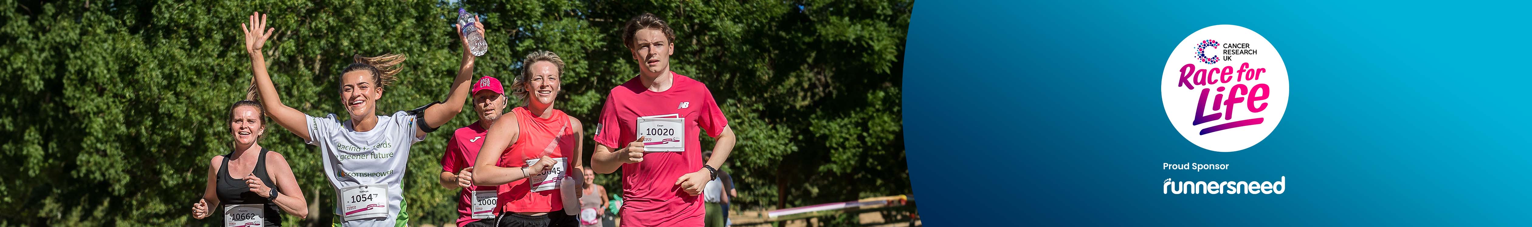 Race for Life. A group of runners during cancer research race