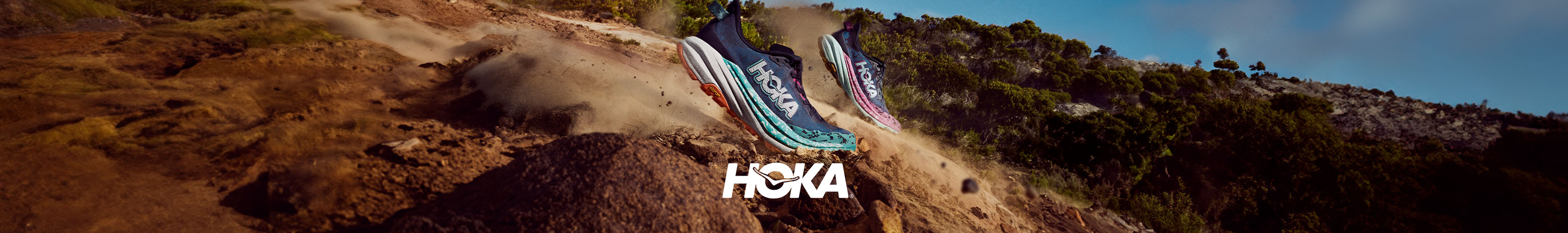 Hoka brand page. A pair of Hoka Tecton shoes